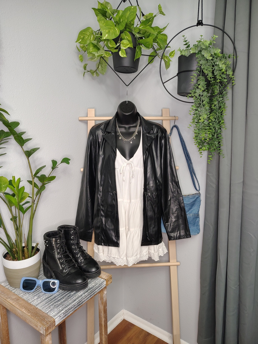 Rave Y2k Classic Black Faux Vegan Leather Jacket for Women, Medium